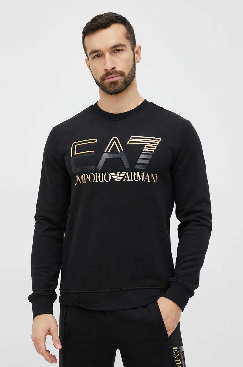 EA7 Emporio Armani Суичър в черно с апликация - Pepit.bg
