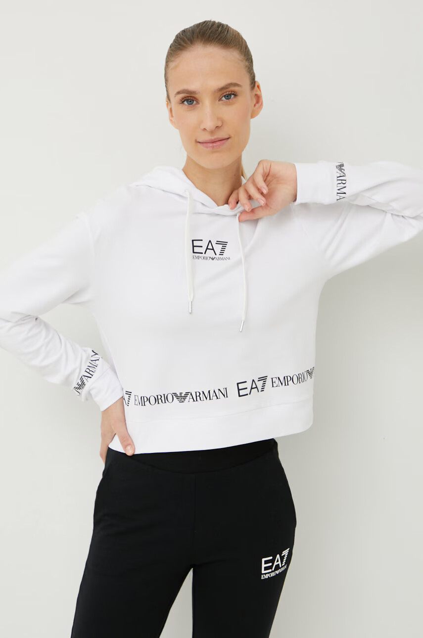 EA7 Emporio Armani Суичър в бяло с принт - Pepit.bg