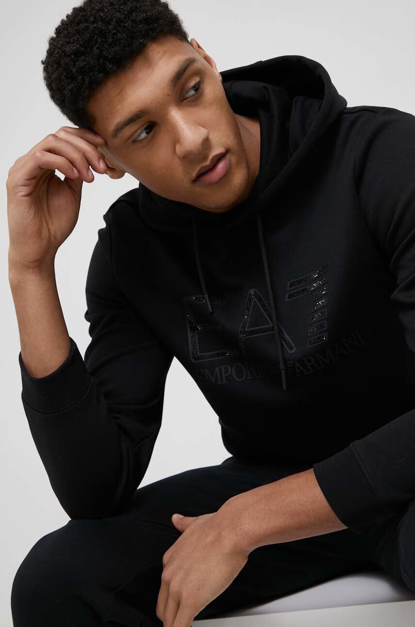EA7 Emporio Armani Суичър мъжка в черно с принт - Pepit.bg