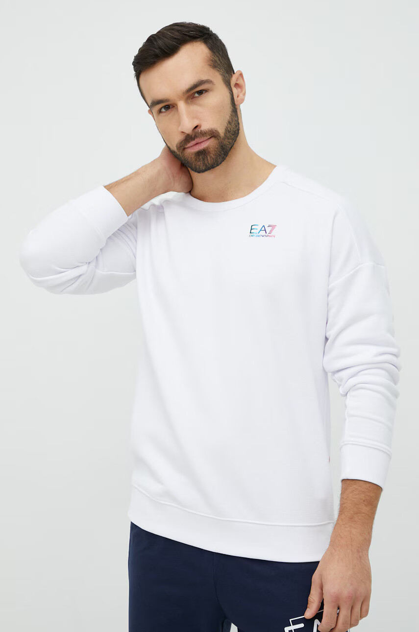EA7 Emporio Armani Суичър в бяло с принт - Pepit.bg