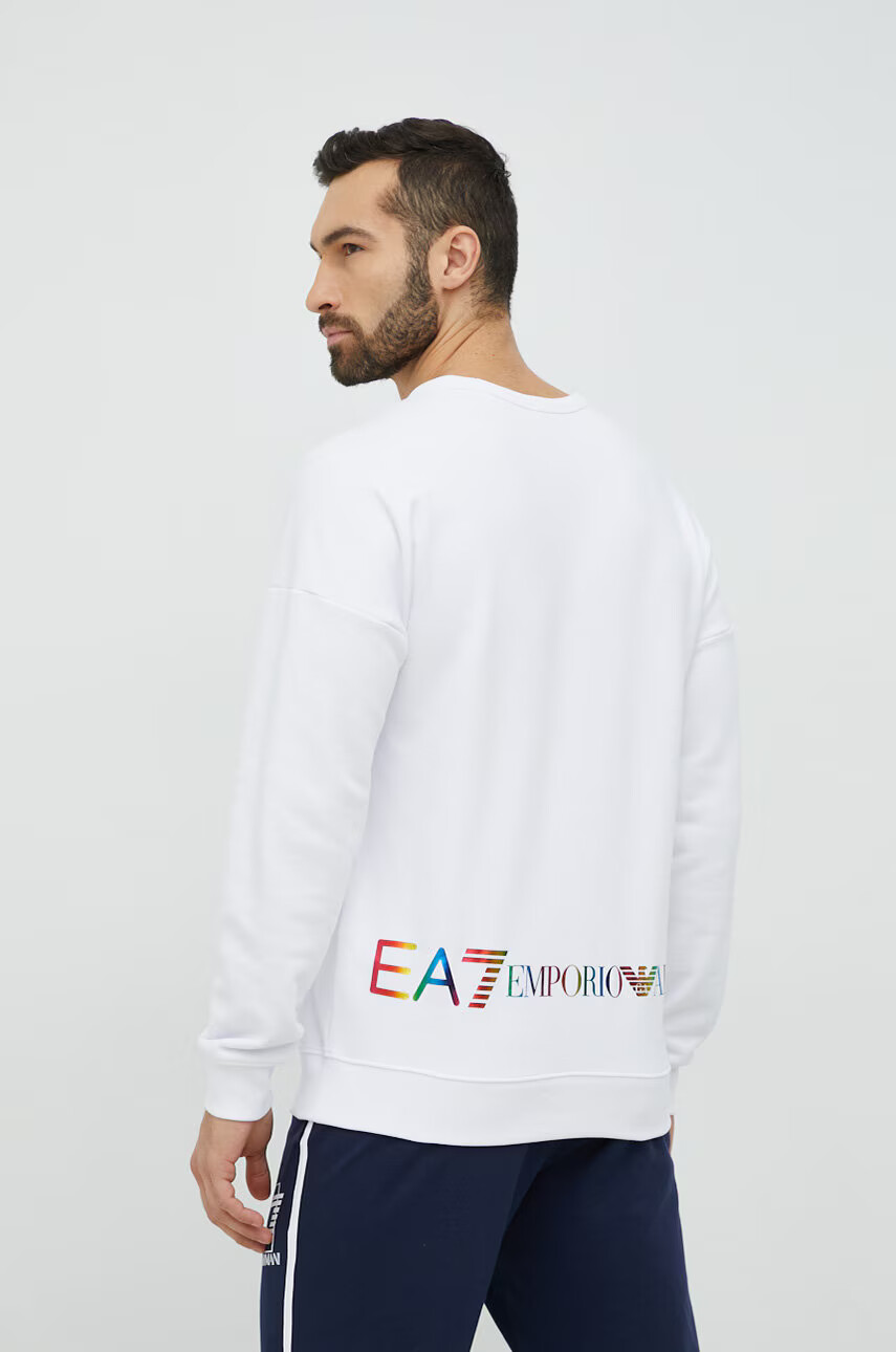 EA7 Emporio Armani Суичър в бяло с принт - Pepit.bg