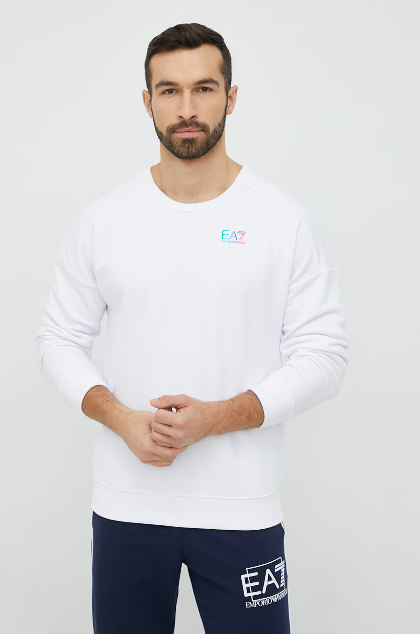 EA7 Emporio Armani Суичър в бяло с принт - Pepit.bg