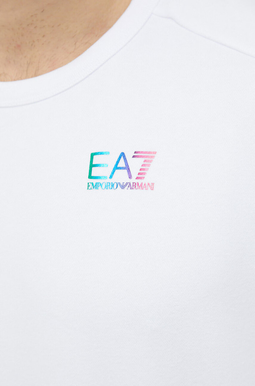 EA7 Emporio Armani Суичър в бяло с принт - Pepit.bg