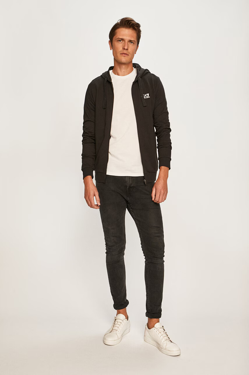 EA7 Emporio Armani Суичър мъжки в черно с принт - Pepit.bg