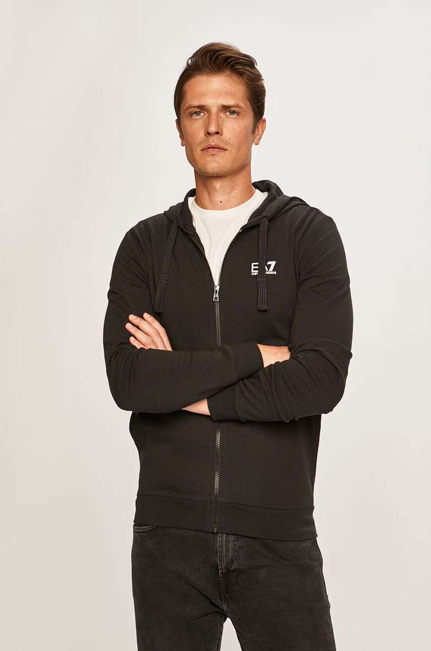 EA7 Emporio Armani Суичър мъжки в черно с принт - Pepit.bg