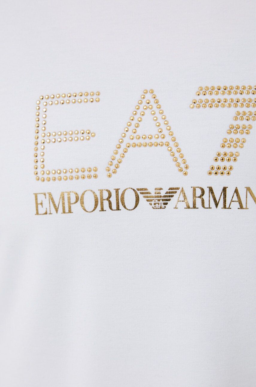 EA7 Emporio Armani Суичър дамски в бяло с апликация - Pepit.bg