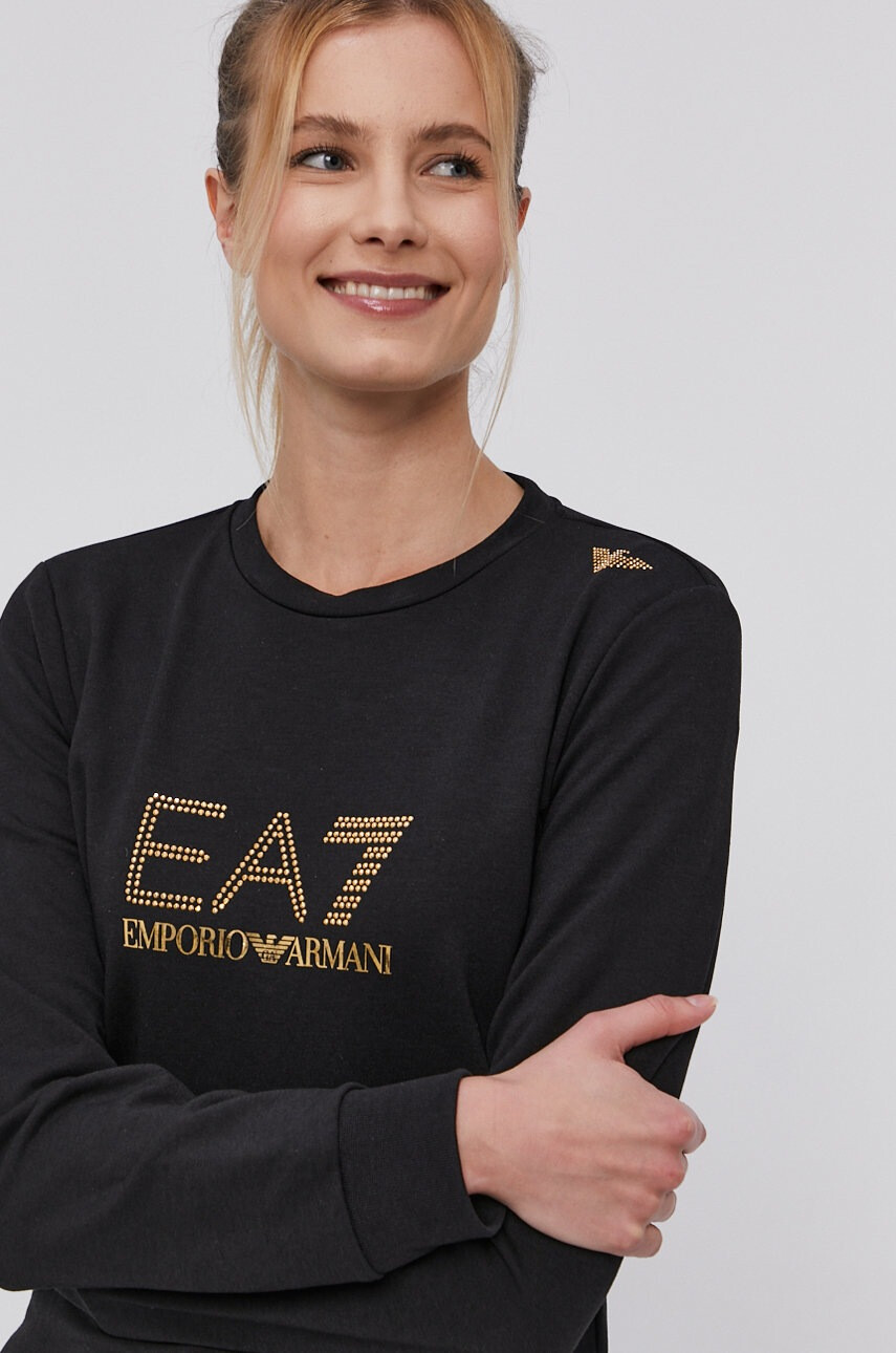 EA7 Emporio Armani Суичър в черно с апликация - Pepit.bg