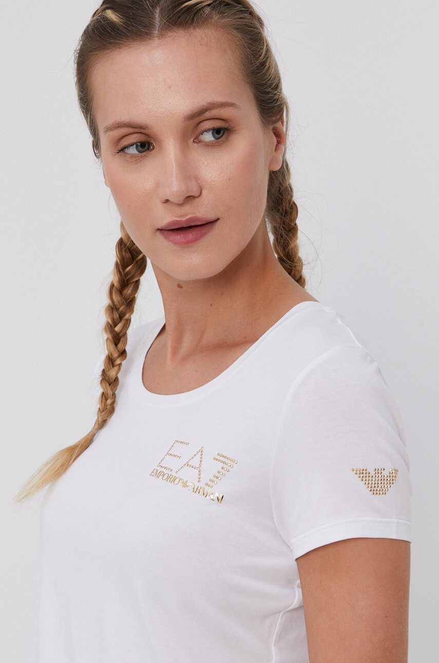 EA7 Emporio Armani Тениска дамска в бяло - Pepit.bg