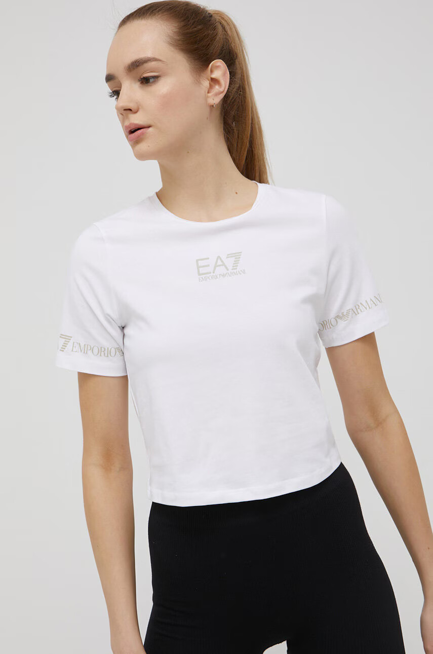 EA7 Emporio Armani Тениска дамска в бяло - Pepit.bg