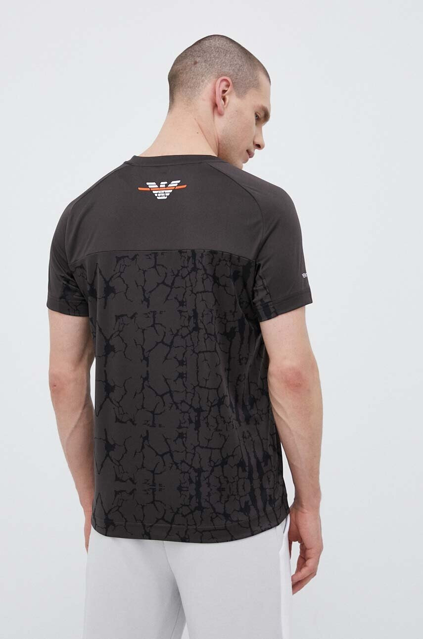 EA7 Emporio Armani Тениска в кафяво с десен - Pepit.bg