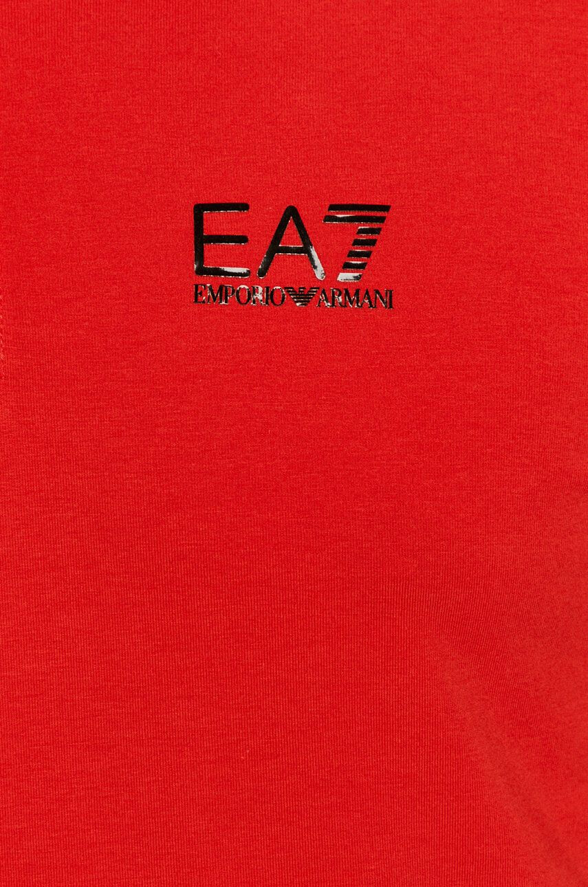 EA7 Emporio Armani Тениска с яка мъжка в червено с изчистен дизайн - Pepit.bg