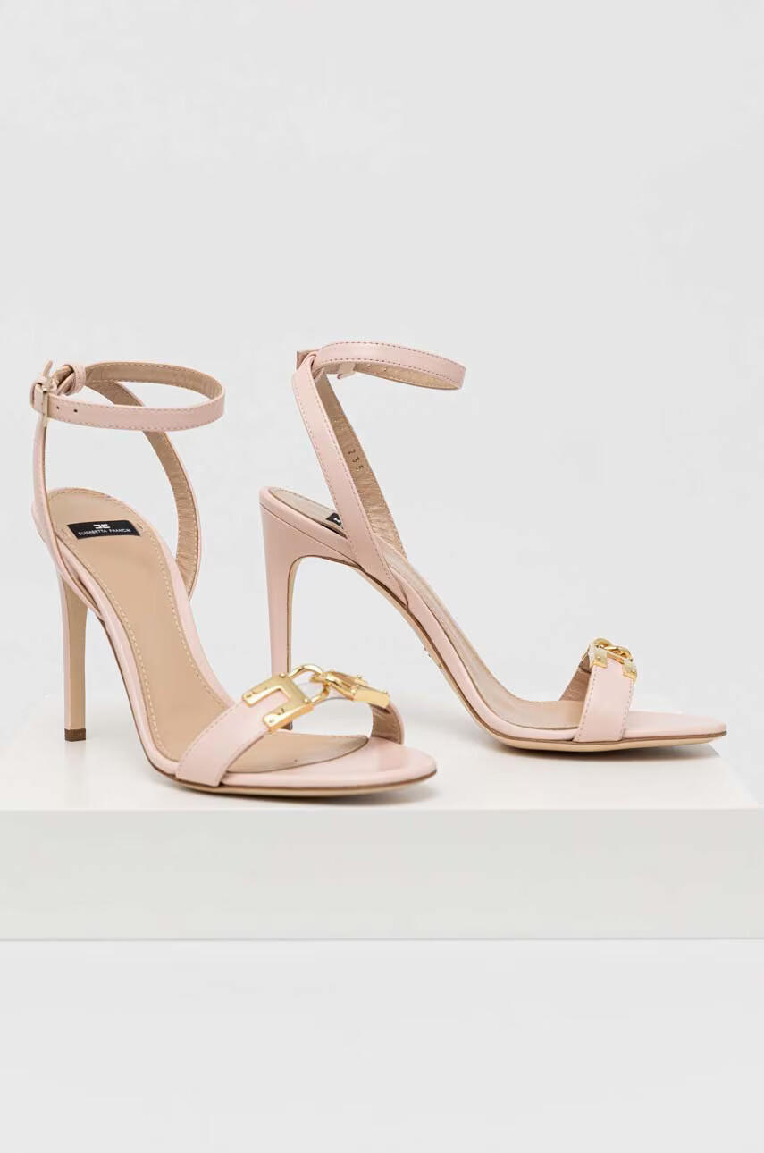 Elisabetta Franchi Кожени сандали в розово - Pepit.bg