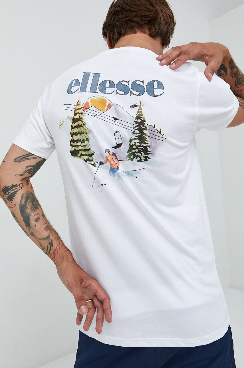 Ellesse Памучна тениска в бяло с принт - Pepit.bg