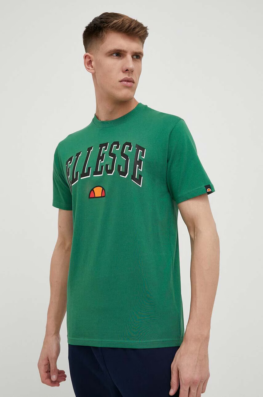 Ellesse Памучна тениска в зелено с принт - Pepit.bg
