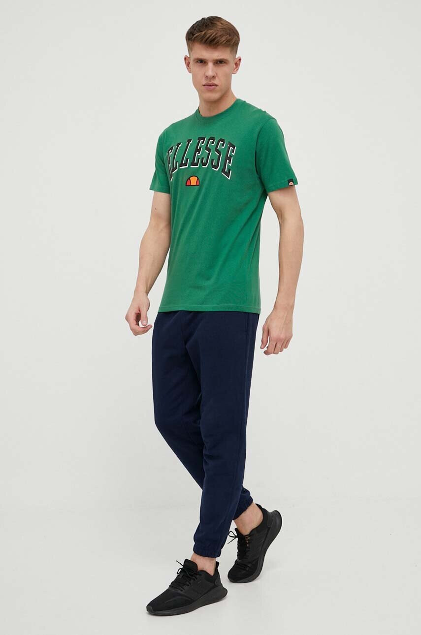 Ellesse Памучна тениска в зелено с принт - Pepit.bg