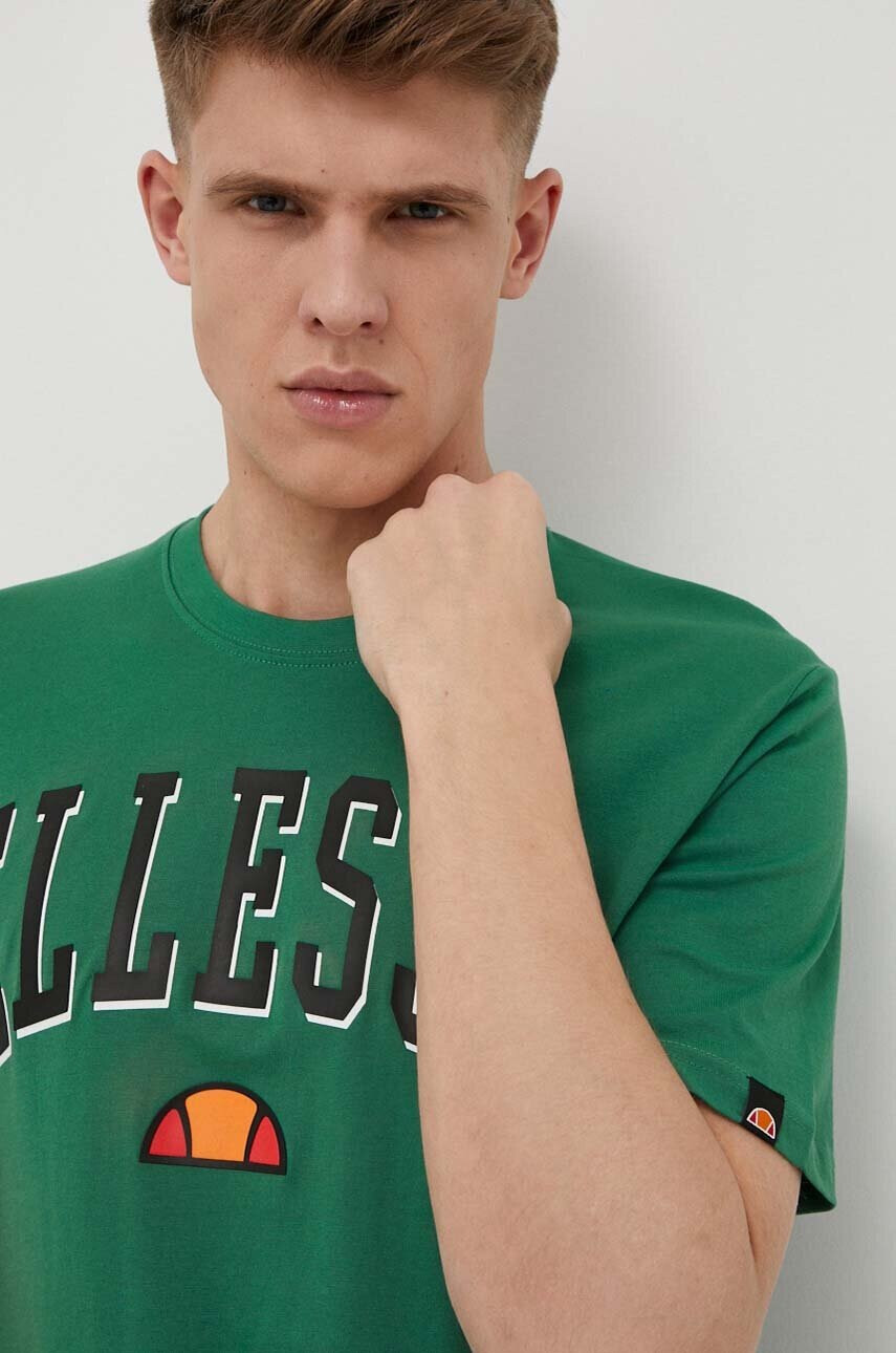 Ellesse Памучна тениска в зелено с принт - Pepit.bg