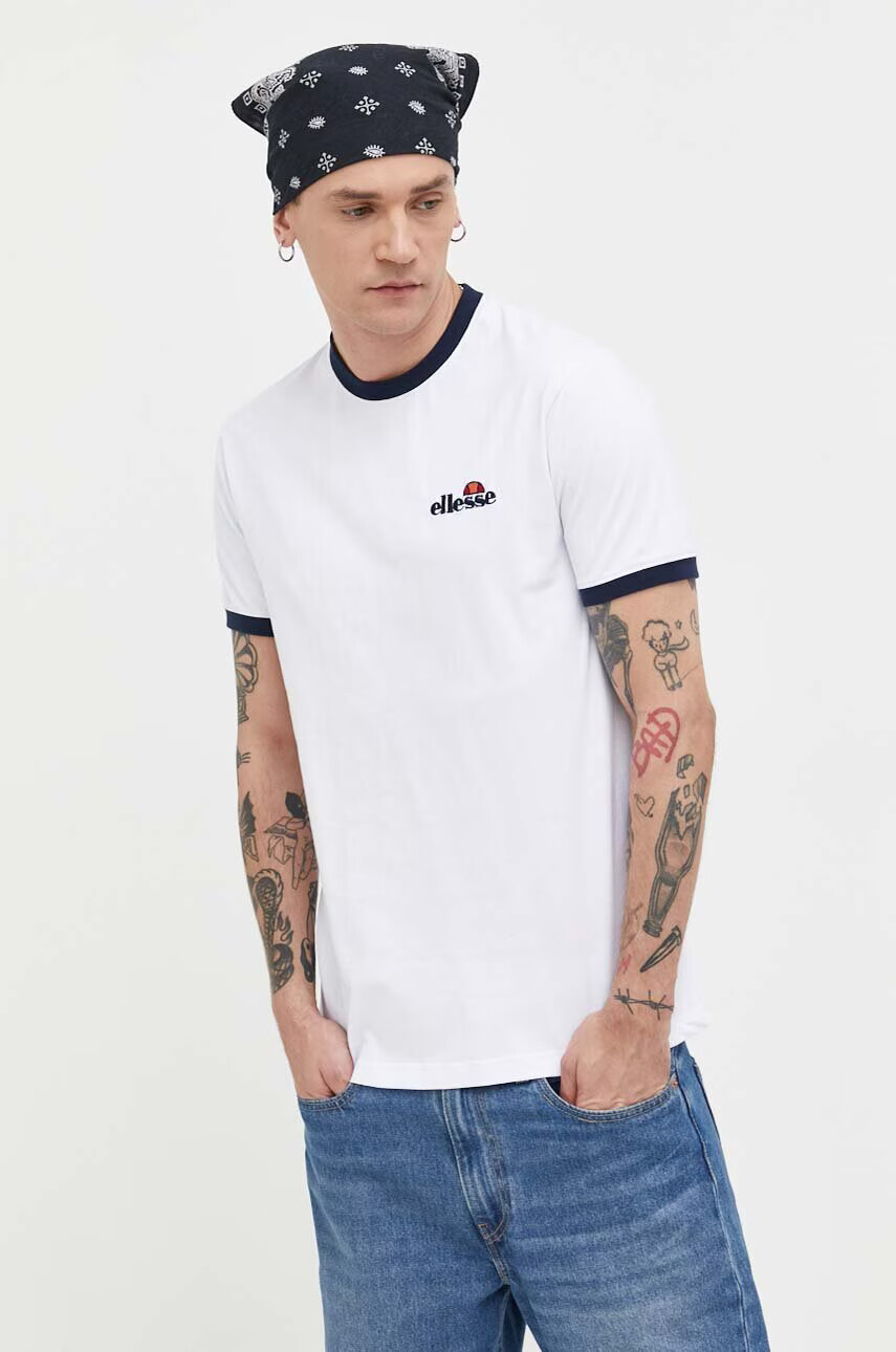 Ellesse Памучна тениска в бяло с апликация - Pepit.bg