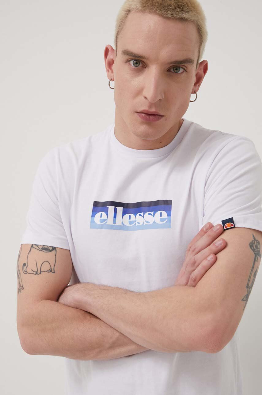 Ellesse Памучна тениска в зелено с принт - Pepit.bg