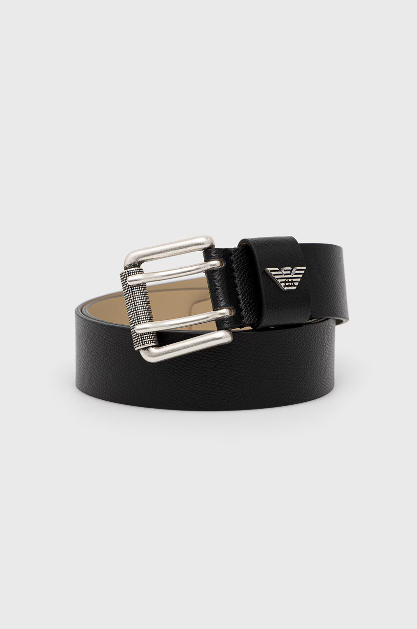 Emporio Armani Кожен колан мъжки в черно - Pepit.bg
