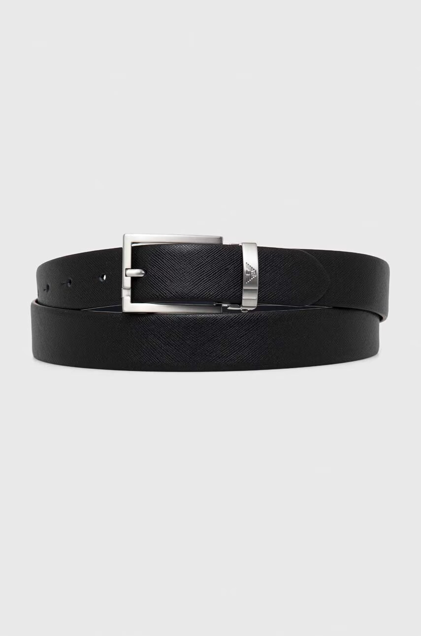 Emporio Armani Кожен колан мъжки в черно - Pepit.bg