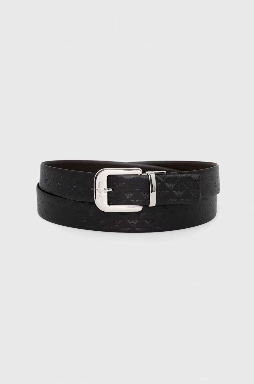 Emporio Armani Кожен колан мъжки в черно - Pepit.bg