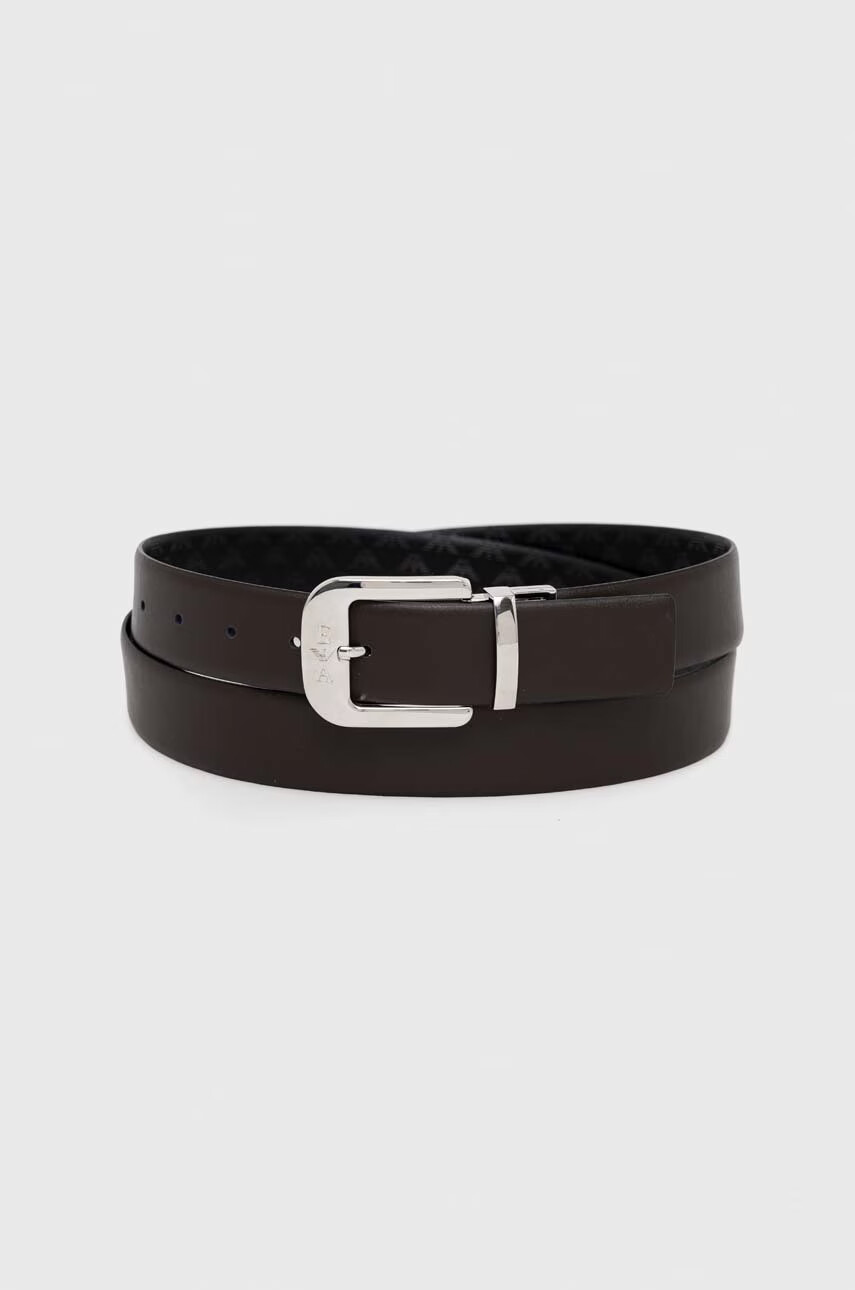 Emporio Armani Кожен колан мъжки в черно - Pepit.bg