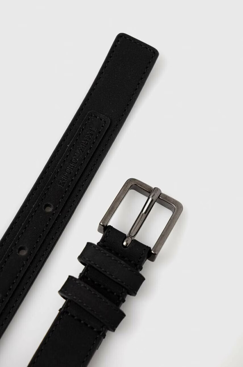 Emporio Armani Кожен колан мъжки в черно - Pepit.bg