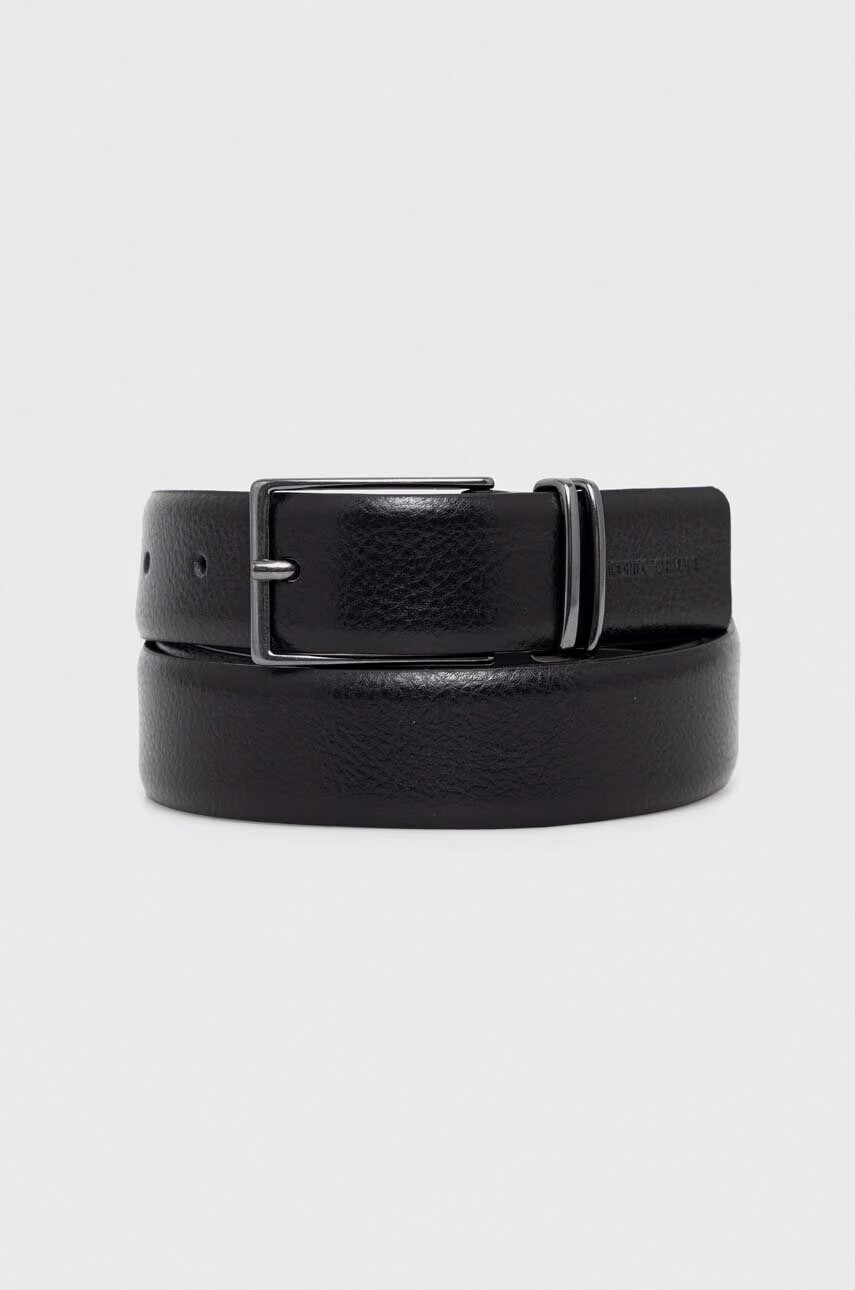 Emporio Armani Кожен колан мъжки в черно - Pepit.bg