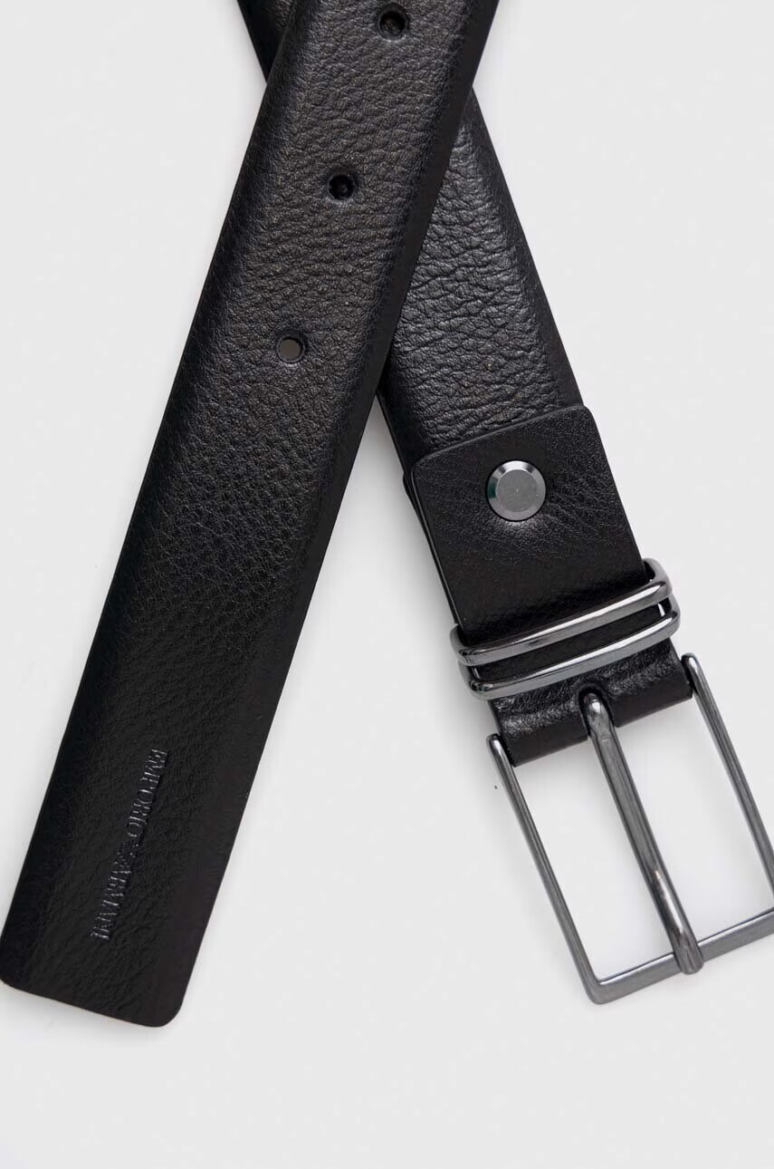 Emporio Armani Кожен колан мъжки в черно - Pepit.bg