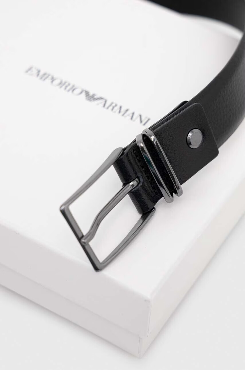 Emporio Armani Кожен колан мъжки в черно - Pepit.bg