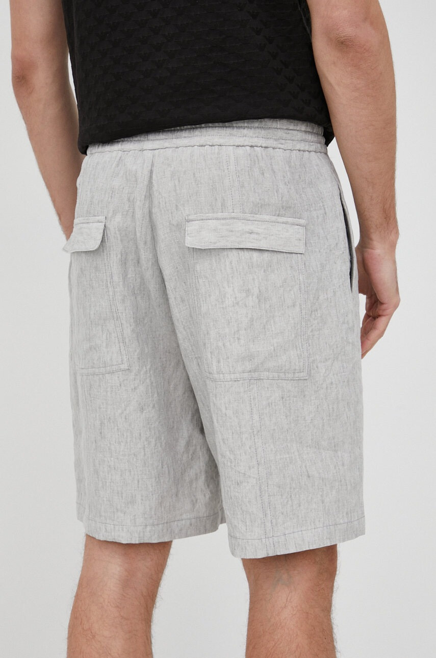 Emporio Armani Ленен къс панталон в сиво - Pepit.bg