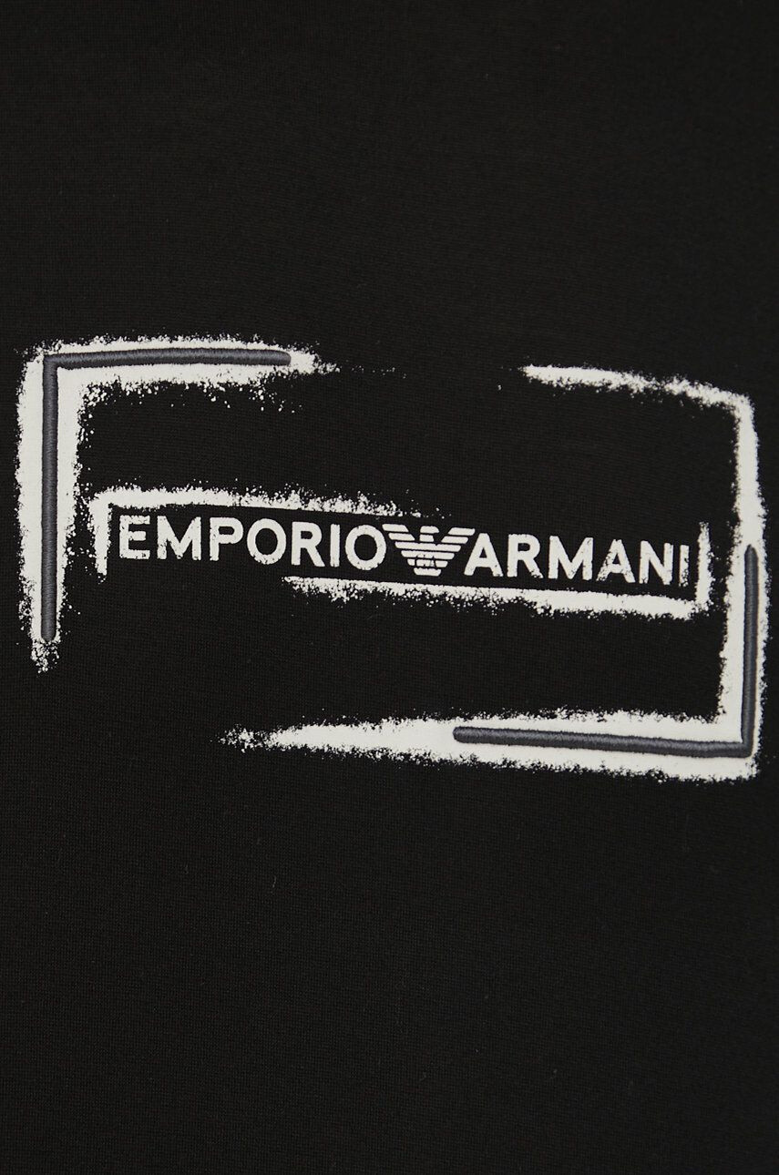 Emporio Armani Памучна блуза с дълги ръкави в черно с принт - Pepit.bg