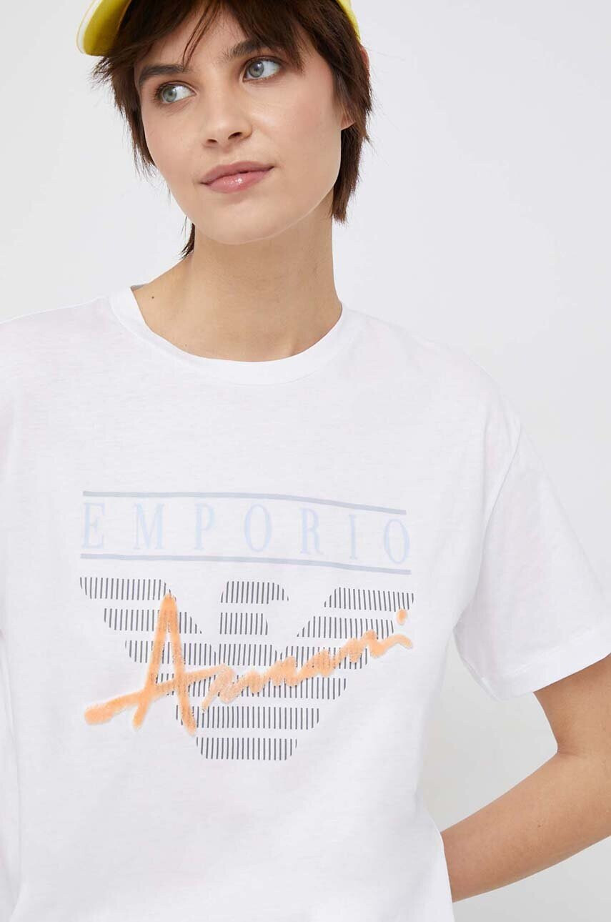 Emporio Armani Памучна тениска в бяло - Pepit.bg