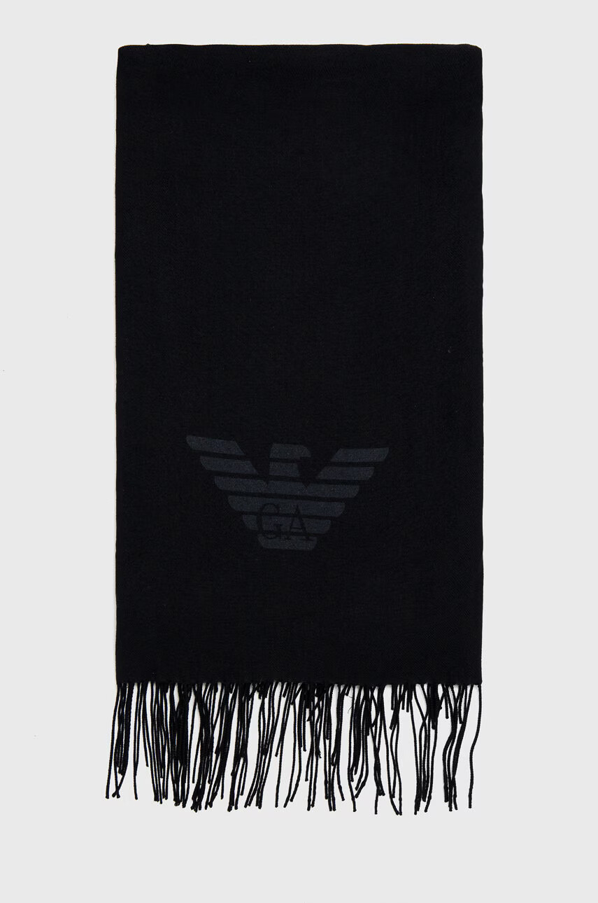 Emporio Armani Шал мъжки в черно с принт - Pepit.bg