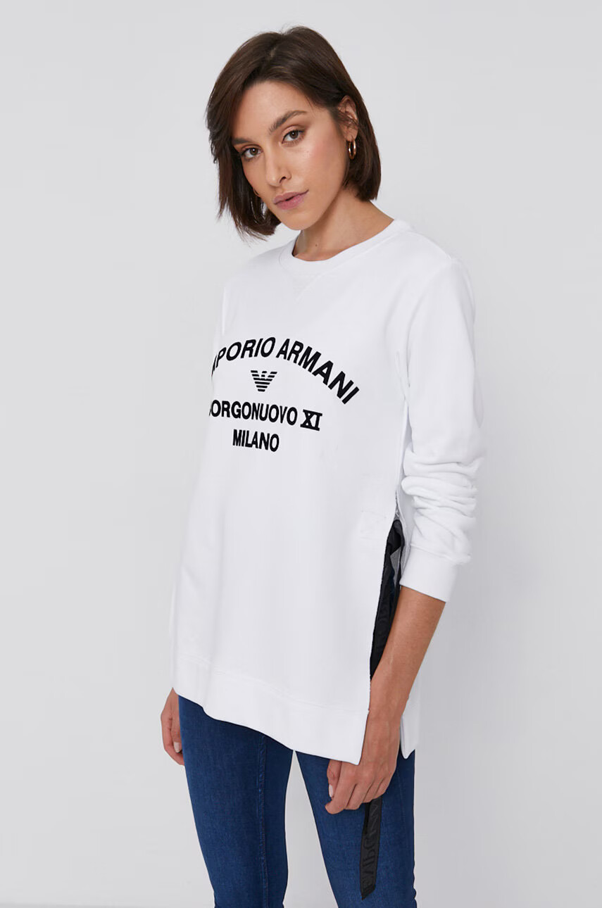 Emporio Armani Суичър дамски в бяло с принт - Pepit.bg