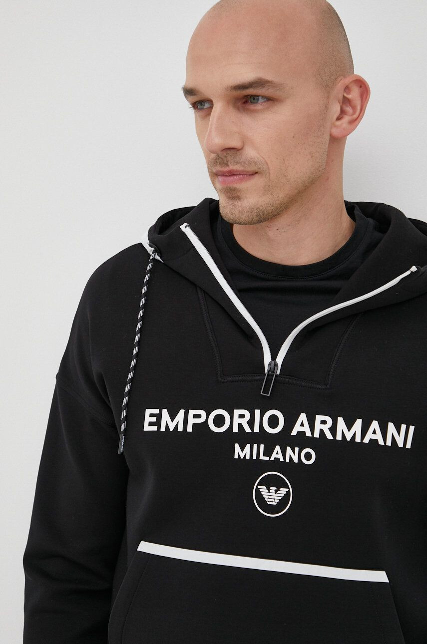 Emporio Armani Суичър в черно с принт - Pepit.bg