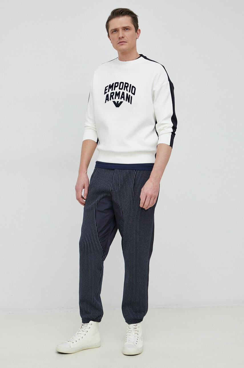 Emporio Armani Суичър в бяло с десен - Pepit.bg