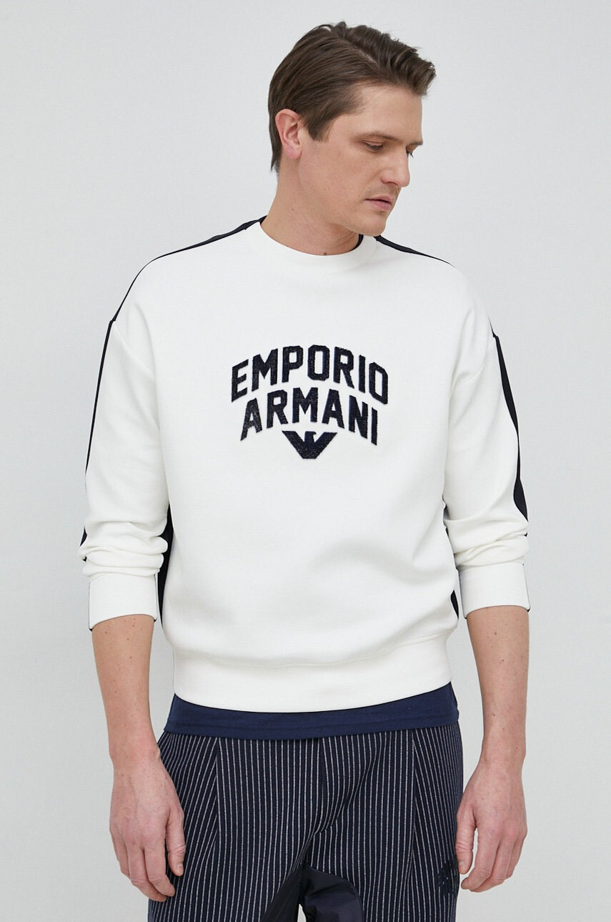 Emporio Armani Суичър в бяло с десен - Pepit.bg
