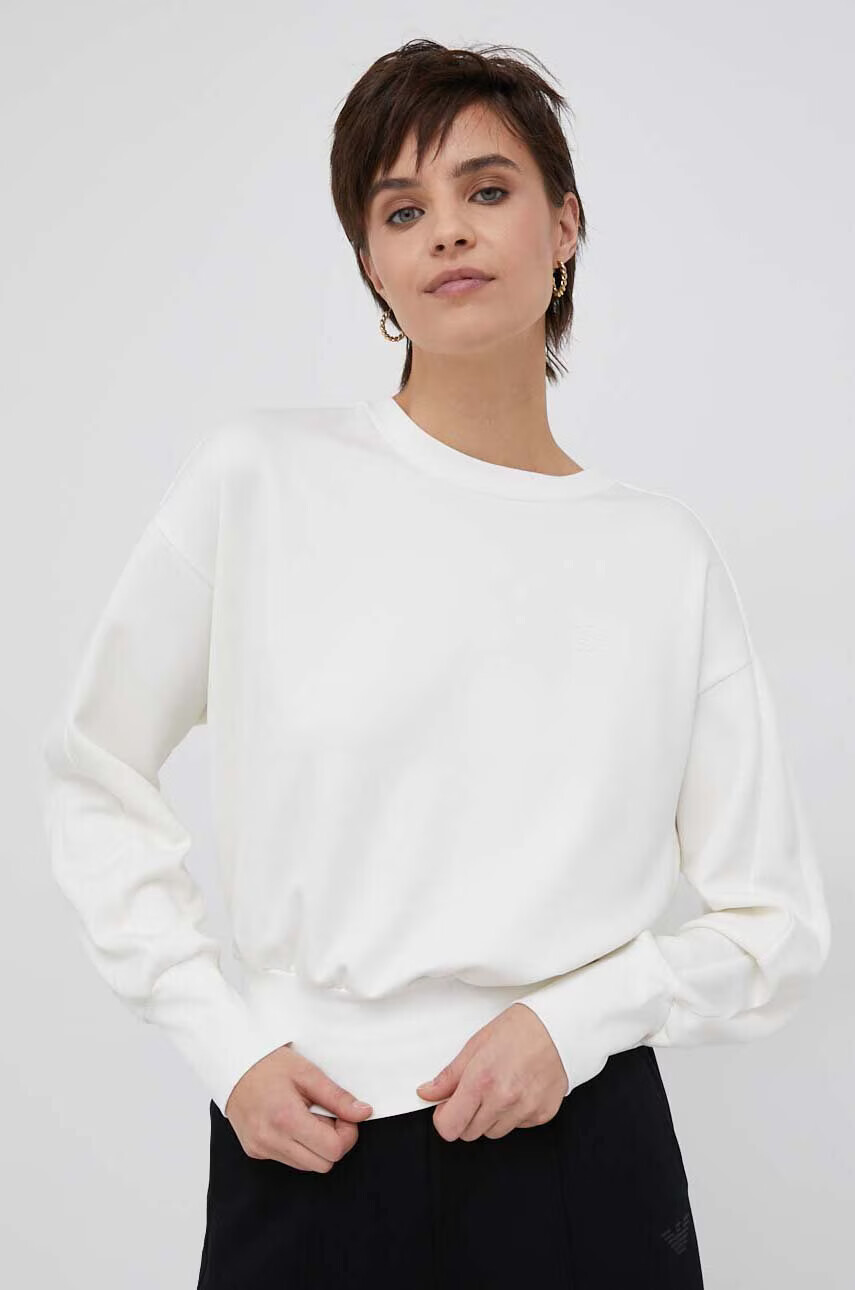 Emporio Armani Суичър в бежово с изчистен дизайн - Pepit.bg