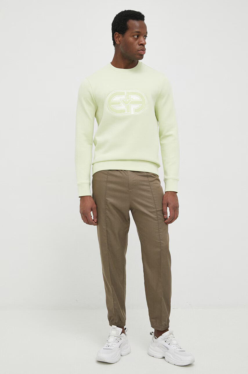 Emporio Armani Суичър в зелено с апликация - Pepit.bg