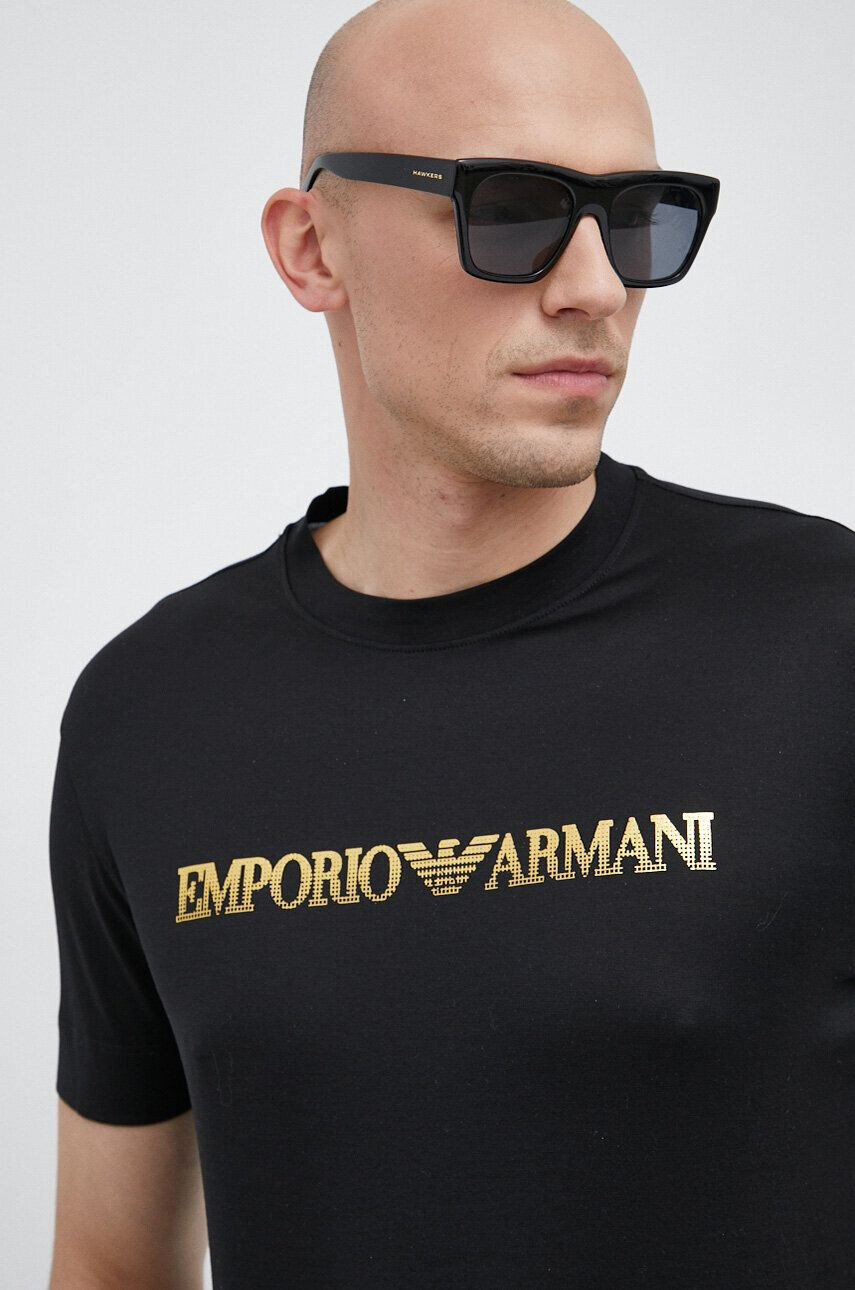 Emporio Armani Тениска в черно с принт - Pepit.bg