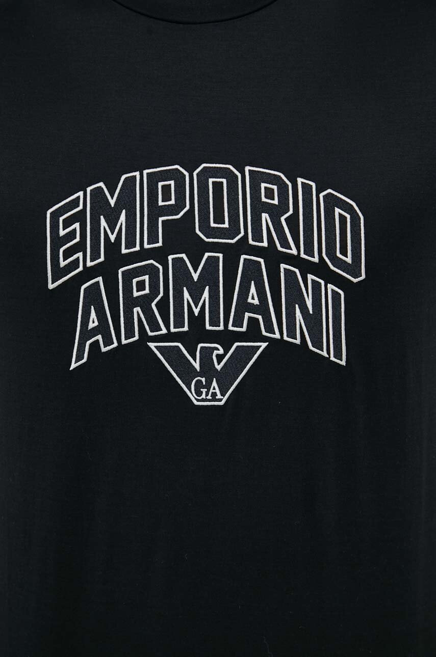 Emporio Armani Тениска в черно с апликация - Pepit.bg