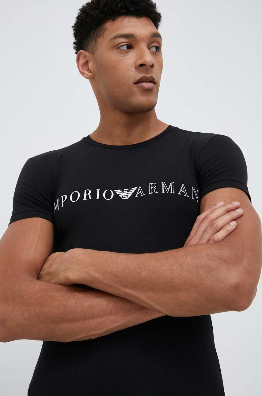 Emporio Armani Underwear Домашна тениска в черно с десен - Pepit.bg