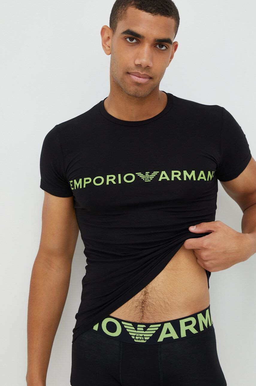 Emporio Armani Underwear Пижама мъжка в черно с изчистен дизайн - Pepit.bg