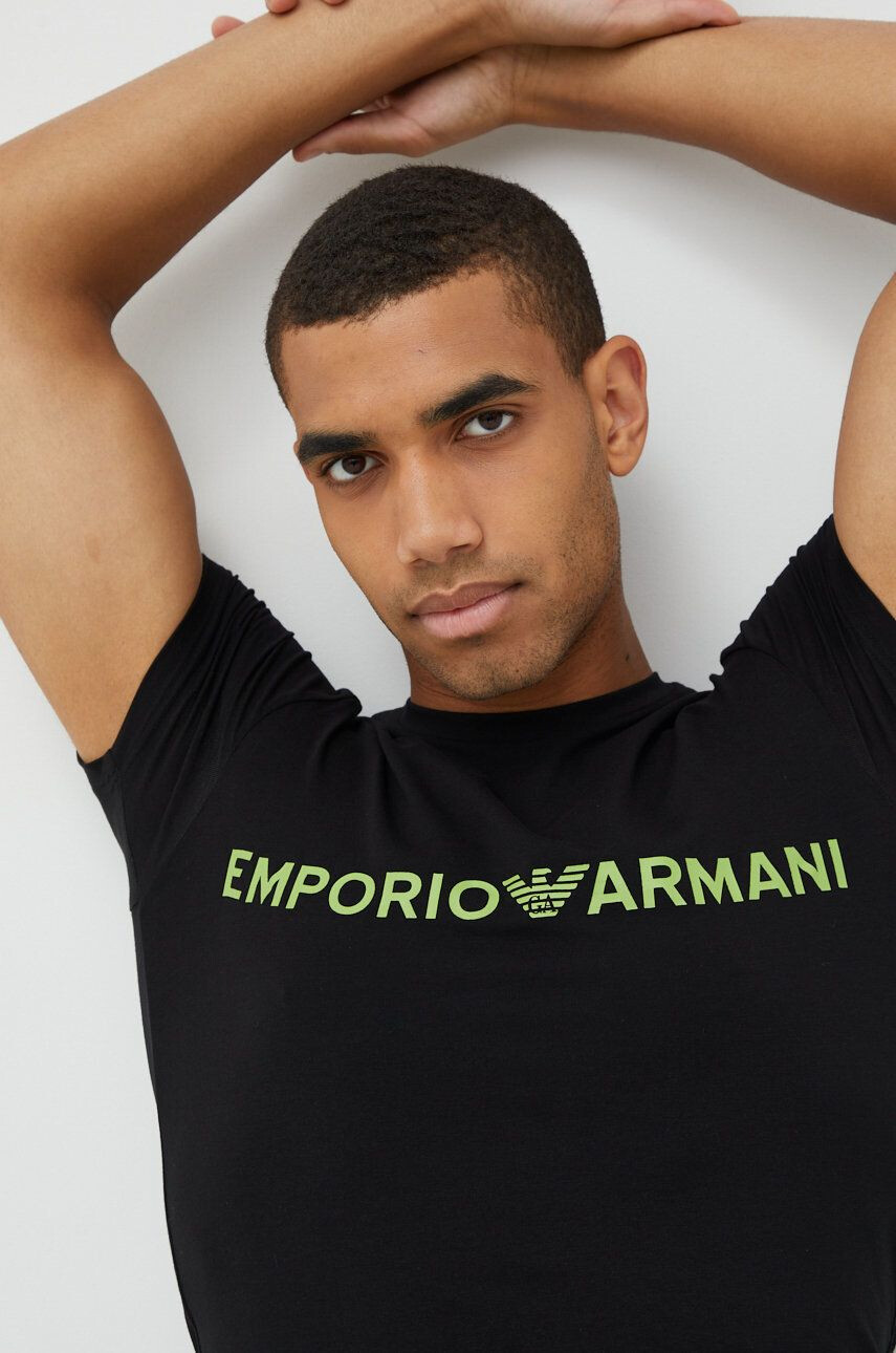 Emporio Armani Underwear Пижама мъжка в черно с изчистен дизайн - Pepit.bg