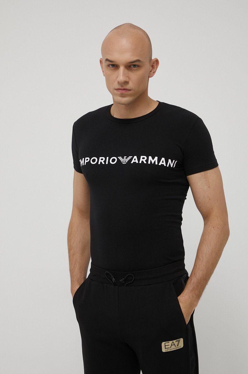 Emporio Armani Underwear Тениска мъжки в черно с принт - Pepit.bg