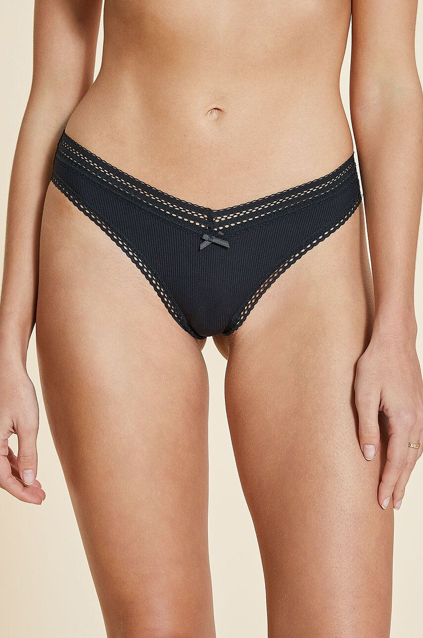 Etam Бикини Power - Tanga V-shape - Noir в черно - Pepit.bg