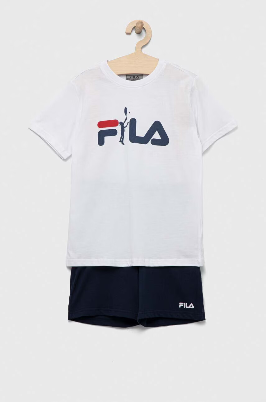 Fila Детска памучна пижама в бяло с принт - Pepit.bg