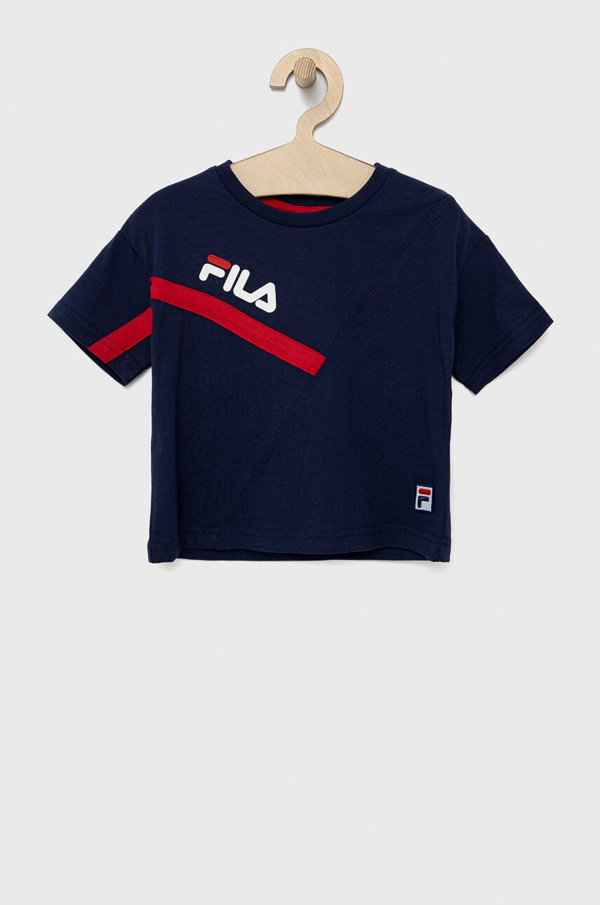 Fila Детска памучна тениска в тъмносиньо - Pepit.bg