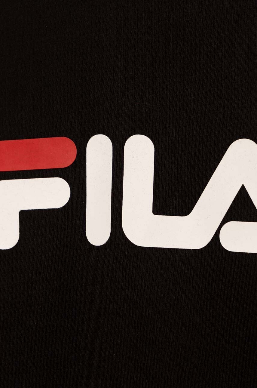 Fila Детска памучна тениска в черно с принт - Pepit.bg